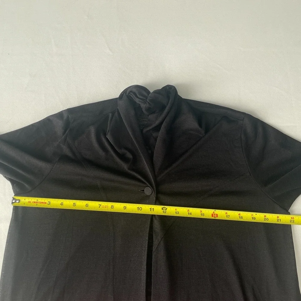 Tokuko 1er Vol Black Sheer Panel Long Sleeve Open Front Jacket Size 9 (US M)‎